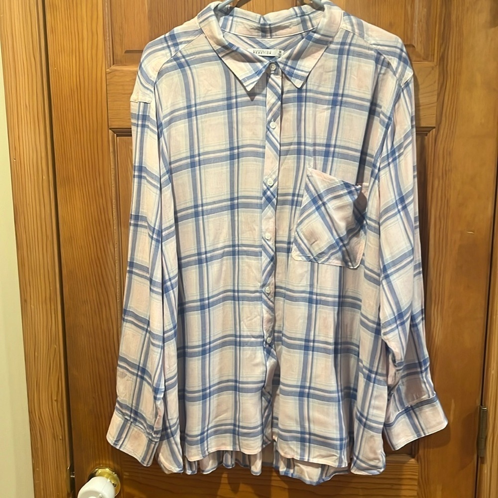 Kenneth Cole Reaction plus size button down roll up sleeve shirt size 3X .